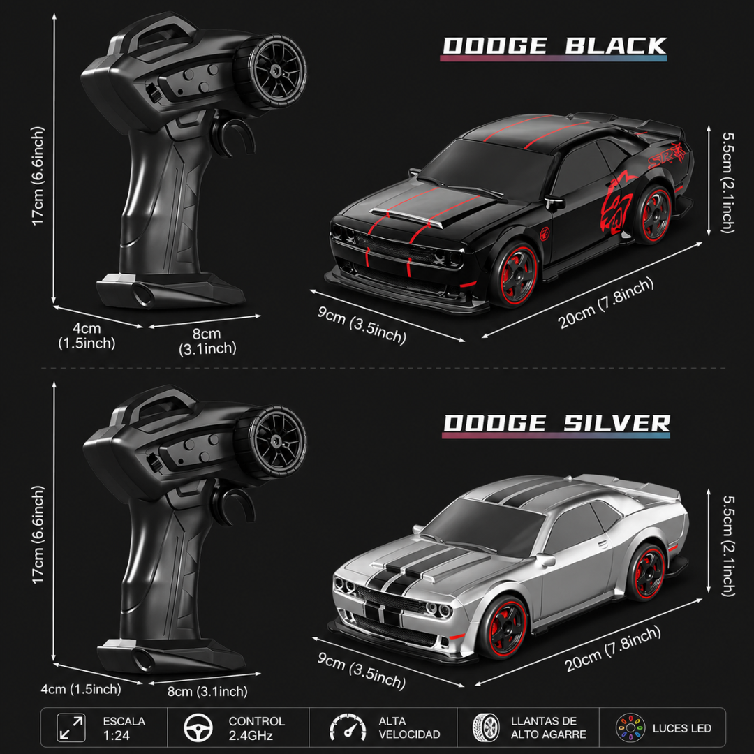 Hellcat a Control Remoto Drift con Luces y Sonido
